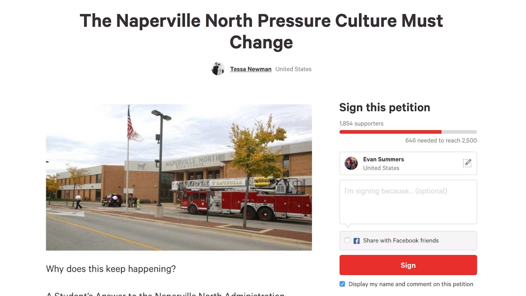 Naperville Student Calls For Change